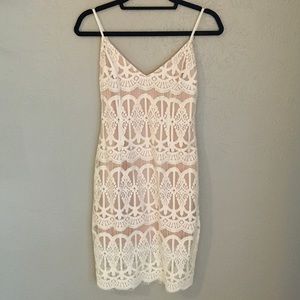 Aakaa White Lace Midi Dress